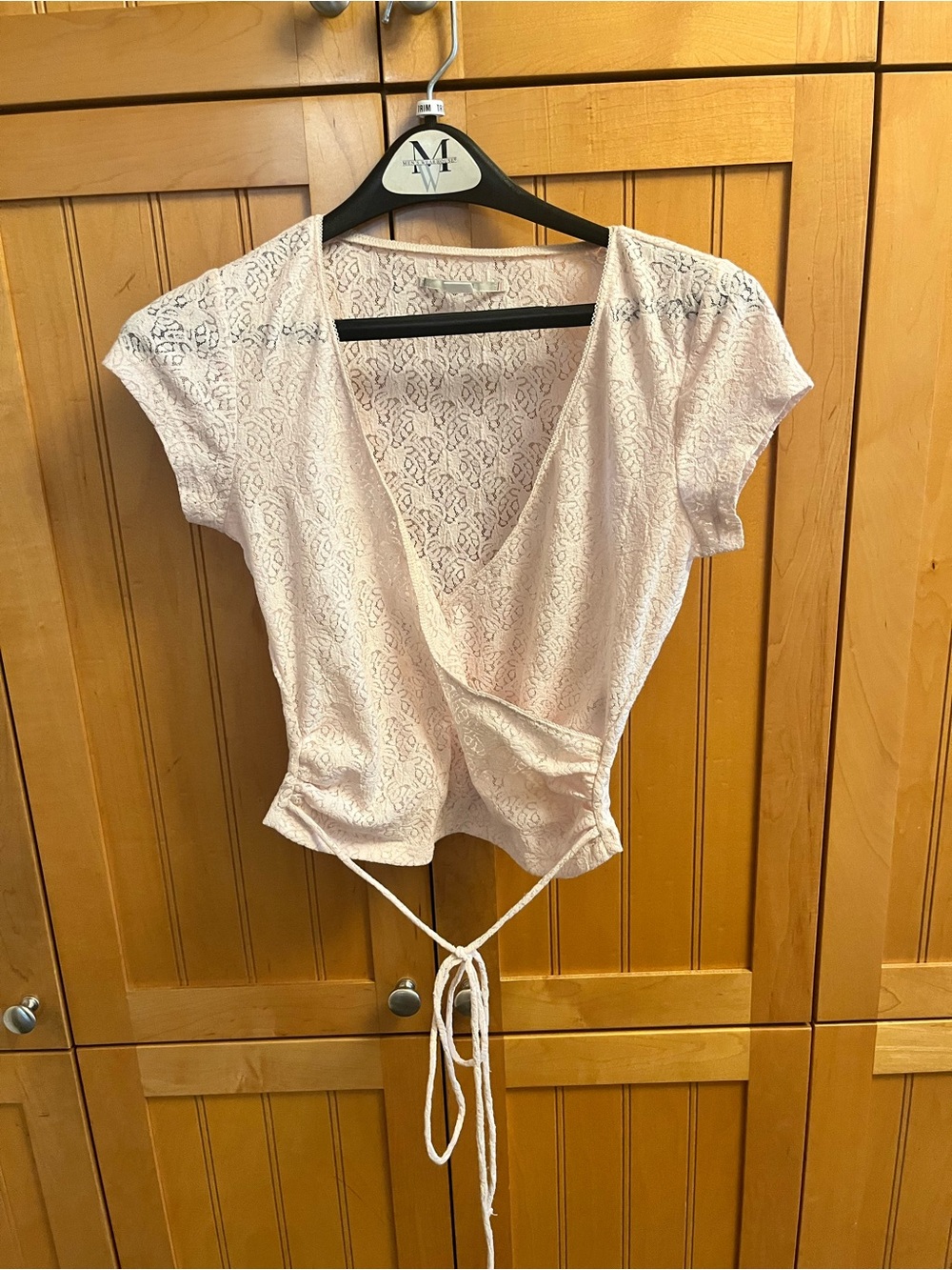 Kimchi Blue Pale Pink Lace Faux Wrap Top